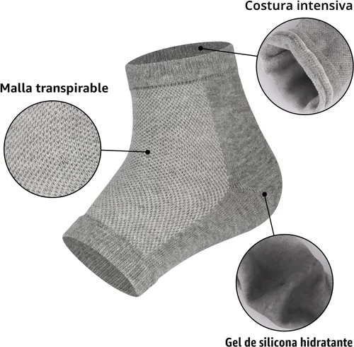 Vista 5 de Vaincre - 4 pares de calcetines de gel hidratantes para talones, para pies secos y agrietados en mujeres, cuidado de pies spa, calcetines sin dedos