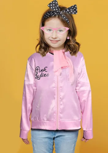 Vista 6 de FAYBOX Chaqueta rosa para mujer, disfraz de los años 50 para niñas, disfraz de Halloween