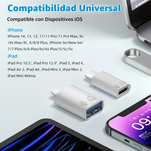 Vista 6 de AreMe - Juego de 2 adaptadores USB C y USB 3.0 OTG para iPhone/iPad