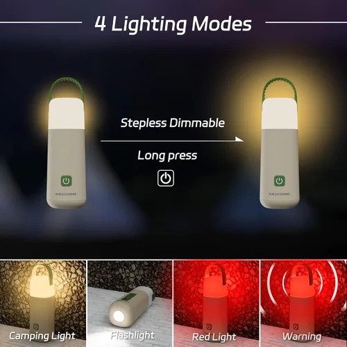 Vista 5 de Linterna de campamento, linterna recargable de 350 horas de tiempo de funcionamiento, linterna de 3200 mAh con 4 modos, luz impermeable para tienda