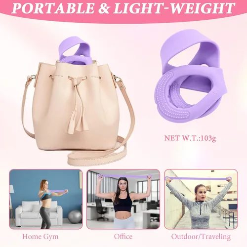 Vista 5 de Paquete de 2 bandas de resistencia de figura 8, fácil de usar, portátil, ideal para yoga, pilates y entrenamientos de cuerpo completo, perfecto