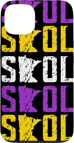 Vista 7 de Funda para iPhone 13 Pro Max SKOL envejecido vikingo vintage morado y amarillo sobre negro