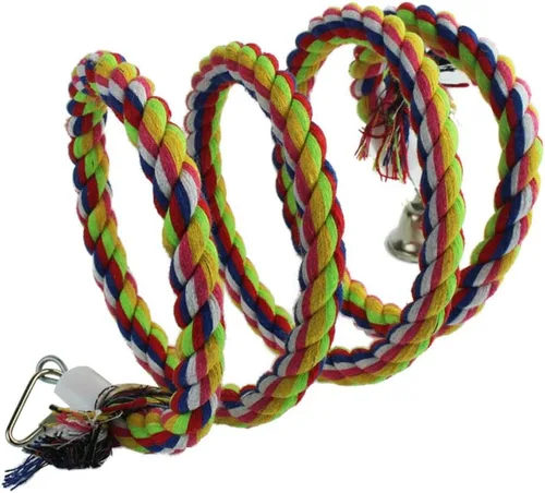 Vista 5 de 2pcs 63in Bird Perch Rope Bungee Bird Toy Pure Natural Parrot Cage Loro Masticar Juguete