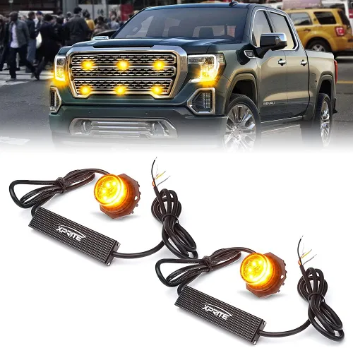 Vista 14 de Xprite - Juego de luces led estroboscópicas ocultas ámbar con 14 patrones de flash, luces estroboscópicas de parrilla para camiones, montaje