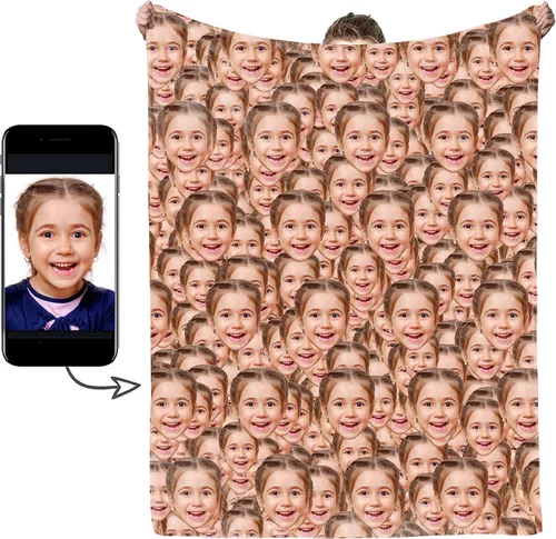Vista 19 de Manta de Fotos Personalizada, Tema de Vacaciones con Rostro Personalizado, Diseño Divertido Ultra Suave y Acogedora, Manta Decorativa Personalizada