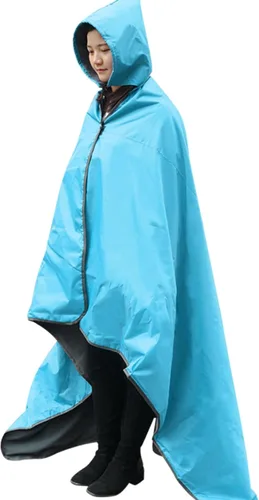 Vista 29 de DUKUSEEK Manta con capucha para exteriores, manta de camping impermeable, acolchada, forro polar grueso, cálida, resistente al viento, a prueba
