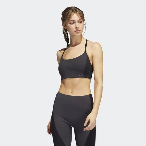 Vista 2 de adidas Sujetador de 3 rayas para mujer Yoga Studio Light Support 4 Elements, Carbon