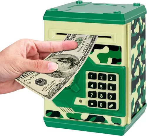 Vista 10 de Alcancía Electrónica de Cajero Automático con Contraseña de Dibujos Animados Lata de Monedas de Efectivo Puede Desplazar Automáticamente Billetes