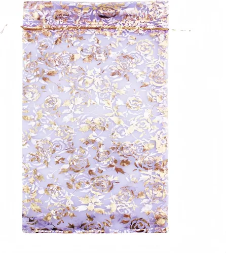 Vista 23 de 8 x 12 pulgadas 100 bolsas de flores de corazón con cordón de organza bolsa de regalo de joyería bolsa de dulces con cordón de regalo de boda