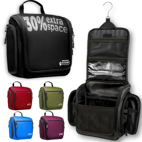 Vista 17 de Bolsa de aseo de viaje para hombres y mujeres - Organizador grande colgante de artículos de tocador - Bolsa de higiene impermeable con gancho