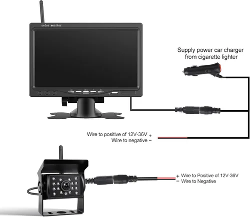 Vista 8 de Cámara de respaldo inalámbrica de 7 pulgadas, monitor IPS 1080P y 4 cámaras de visión trasera para todos los vehículos, cámara