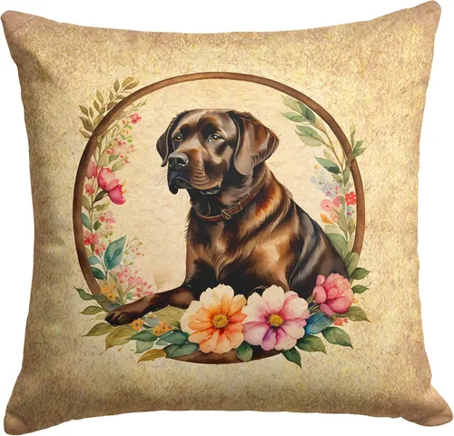 Vista 69 de Caroline's Treasures DAC2072PW1414 Affenpinscher and Flowers - Almohada decorativa de tela, lavable a máquina, para interiores y exteriores