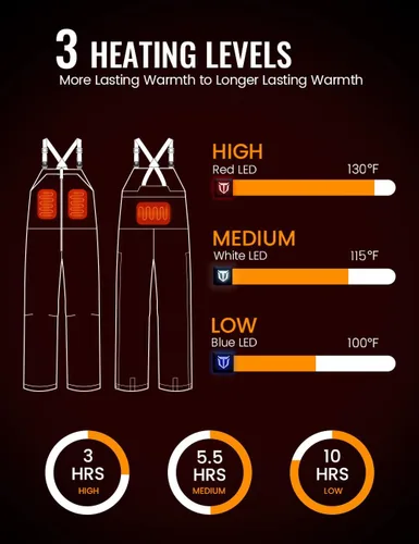 Vista 2 de TIDEWE Hunting Bibs Heated with Battery, Waterproof Insulated Bibs for Fishing