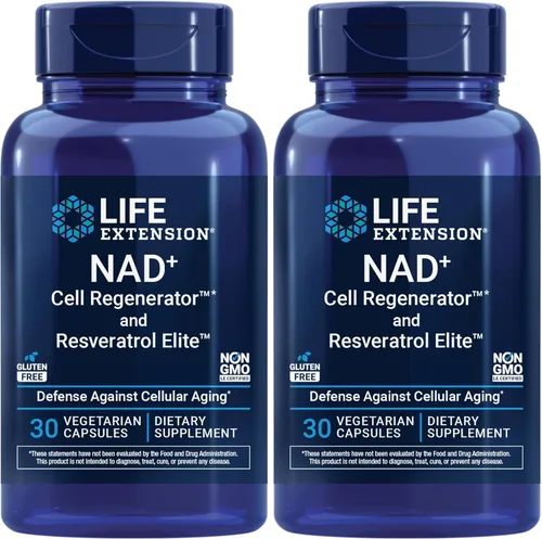 Vista 11 de Life Extension NAD+ Cell Regenerator™ y Resveratrol Elite™*, ribósido de nicotinamida, trans-resveratrol, quercetina, fisetina, salud cardíaca