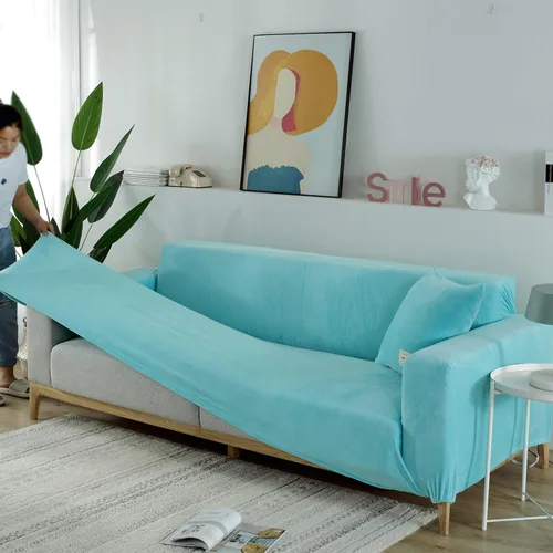 Vista 11 de ZPEE Fundas de sofá cortas elásticas de felpa, funda de sofá antideslizante para sofá cama, protector de sofá suave para perros, fundas de sofá