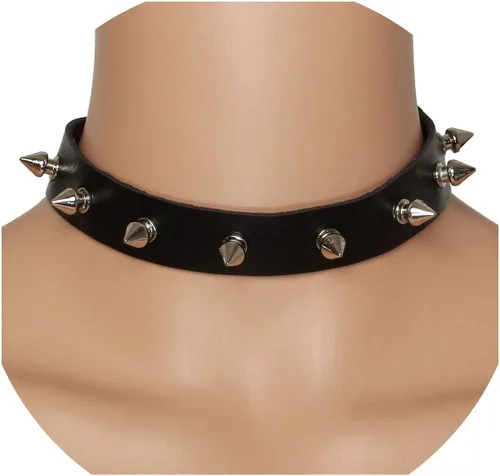 Vista 5 de Eigso - Gargantilla vintage de cuero sintético con remaches y picos, estilo punk, gótico, ajustable