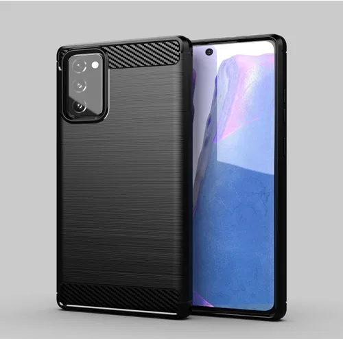 Vista 5 de Funda de teléfono para Galaxy Note 20, Samsung Note 20 SM-N981B SM-N981U, fibra de carbono a prueba de golpes resistente escudo suave TPU