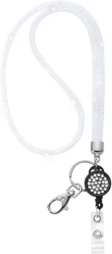 Vista 9 de SAVORI Cordón de llavero brillante de 32.9 pulgadas, con diamantes de imitación de cristal, correa para el cuello para mujeres, niños, profesores