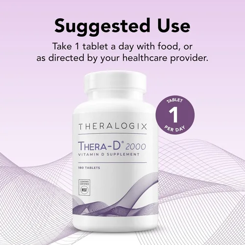 Vista 3 de Theralogix Thera-D 2000 Suplemento de vitamina D - 2,000 UI (50 mcg) Tabletas de vitamina D3 - Suministro para 180 días - Suplemento de apoyo