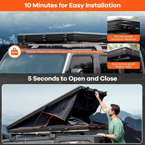 Vista 7 de Explorer Pro Rooftop Tent Hard Shell, 2-3 Person Aluminum Roof Top Tent