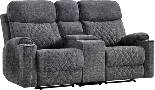 Vista 9 de EBELLO Sofá reclinable eléctrico de tela, sofá reclinable de dos plazas con portavasos, puertos de carga USB tipo C y espacio de almacenamiento, 2