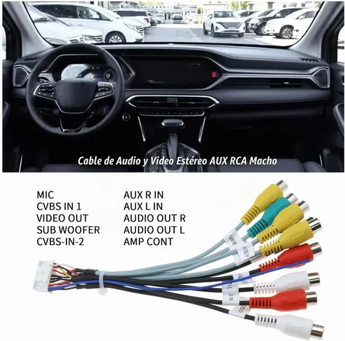Vista 2 de Arnés de cableado RCA de 20 pines RCA Cable adaptador RCA estéreo de salida RCA Cable de extensión de cable de extensión Accesorios de coche