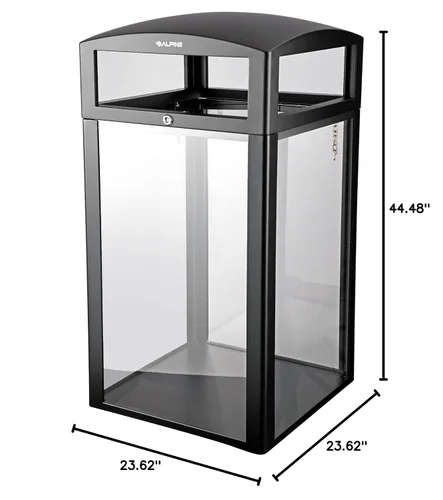 Vista 10 de Alpine Industries Bote de basura para exteriores de 40 galones con paneles transparentes, cubos de basura resistentes con contenedor extraíble