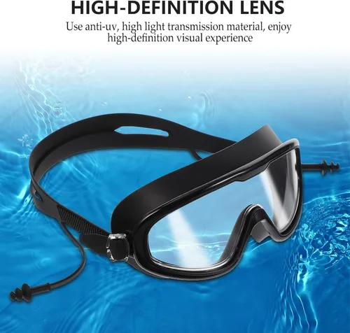 Vista 3 de Adult Waterproof Anti-fog Silicone Swimming Goggles, Black High-definition Swim Glasses for Swimming Training and Water Sports