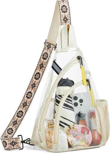 Vista 10 de Shrrie Clear Bag for Stadium Events Transparent Crossbody Bag Clear Purse for Women&Men-Stadium Approved, Concerts&Sports