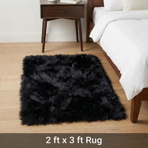 Vista 9 de Super Area Rugs - Alfombra de piel de oveja suave y esponjosa