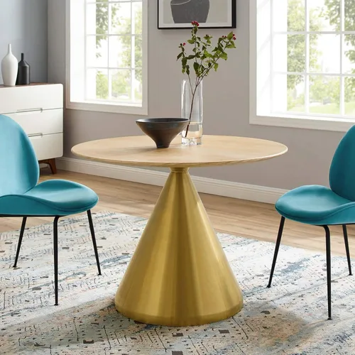 Vista 35 de Modway Tupelo - Mesa de comedor cuadrada de 28 pulgadas, color dorado y blanco