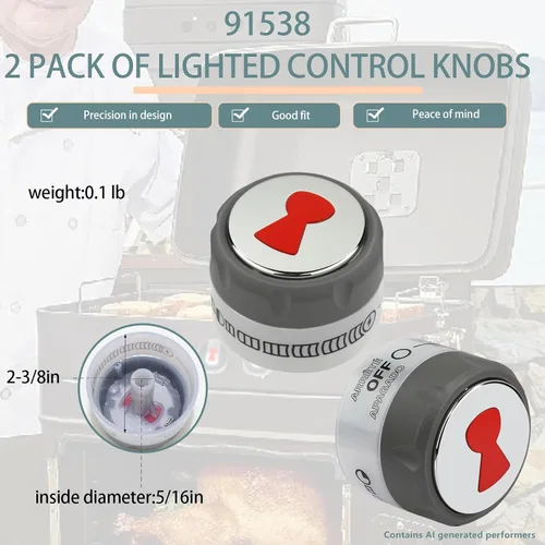 Vista 3 de 91538 Perillas de control iluminadas compatibles con parrillas Weber Summit