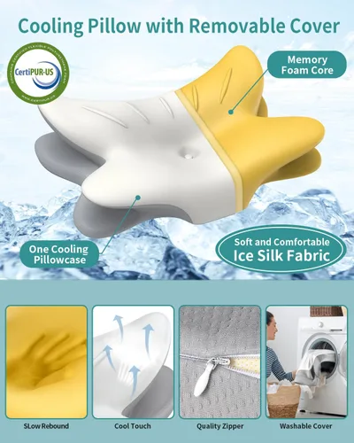 Vista 3 de Almohada Cervical para Alivio del Dolor de Cuello, Almohada Ergonómica para Dormir de Lado, Almohadas Ortopédicas de Espuma Viscoelástica