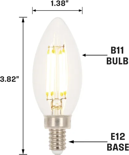 Vista 3 de Westinghouse 5265100 - Bombilla LED de filamento transparente regulable B11 de 4,5 W (equivalente a 60 vatios), base de candelabro