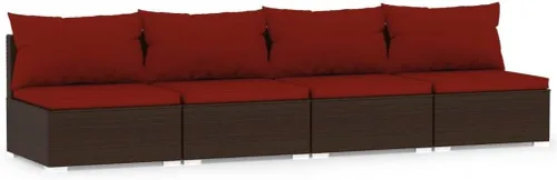 Vista 12 de 3-Piece Modular PE Rattan Sofa Set, Black 3-Seater Patio Couch