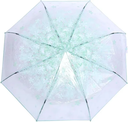 Vista 4 de plplaaoo Paraguas de lluvia, paraguas plegable Sakura, paraguas plegable transparente, paraguas de princesa de moda, flor de cerezo, cuatro