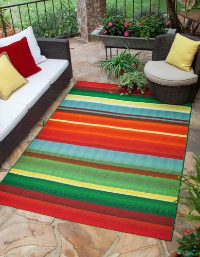 Vista 9 de Unique Loom Outdoor Modern Collection - Alfombra de área Jaco (4 pies 1 pulgada octágono multi/azul claro)