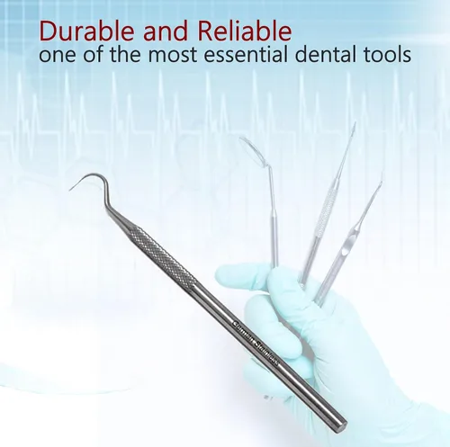 Vista 4 de Dental Probe Explorer #23 - Placa de herramientas reutilizable de acero inoxidable y removedor de sarro, extremo en ángulo adecuado para uso