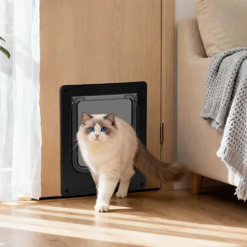 Vista 5 de Fabater Cat Door, Safety Pet Door for Pets Up to 25 Lb, 4 Way Locking Cat Flap Door for Interior Exterior Door, Window and Wall, Weatherproof & Easy