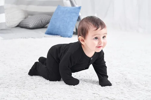 Vista 4 de Pijama con pies para bebé recién nacido con puños de manopla, de algodón, para dormir y jugar, con pies de 0 a 12 meses