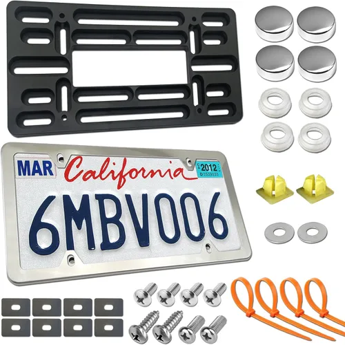 Vista 11 de ZXFOOG Kit de montaje de matrícula delantera, soporte para placa de Marco de aluminio negro