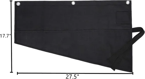 Vista 2 de Bolsa enrollable de lona encerada resistente de 16 onzas, bolsa de herramientas multiusos para métricas, SAE (negro )