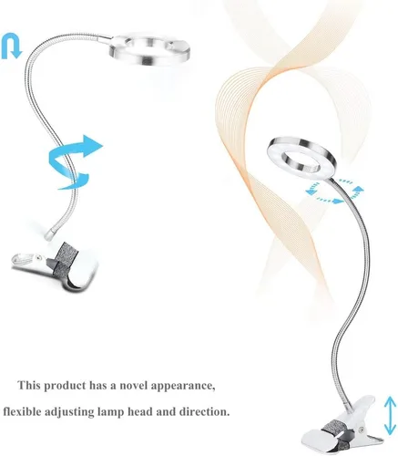 Vista 4 de lámpara, USB círculo maquillaje lámpara ceja labio salón de belleza escritorio Led luces con clip