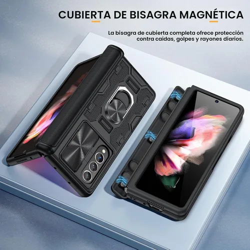 Vista 8 de Caka - Funda para Samsung Galaxy Z Fold 3 con soporte y cubierta para lente de cámara