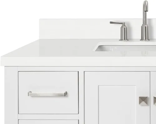 Vista 13 de ARIEL Cambridge - Mueble de baño de 42 pulgadas con fregadero, madera maciza, encimera y protector contra salpicaduras de cuarzo blanco puro de 1.5