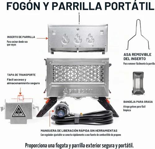Vista 2 de Ignik FireCan Deluxe - Chimenea portátil de propano y parrilla