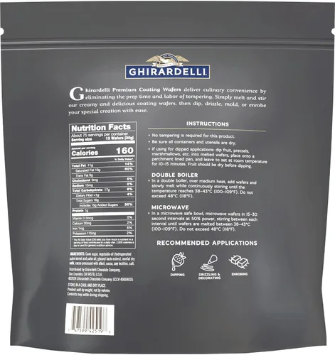 Vista 2 de Ghirardelli Obleas de revestimiento premium oscuras, 5 libras con cuchara