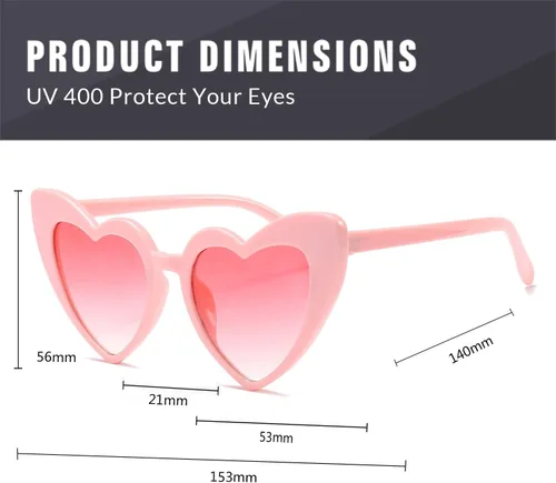 Vista 5 de boqopod Clout Heart Shaped Sunglasses Goggles Vintage Cat Eye Mod Style Retro Kurt Cobain Glasses