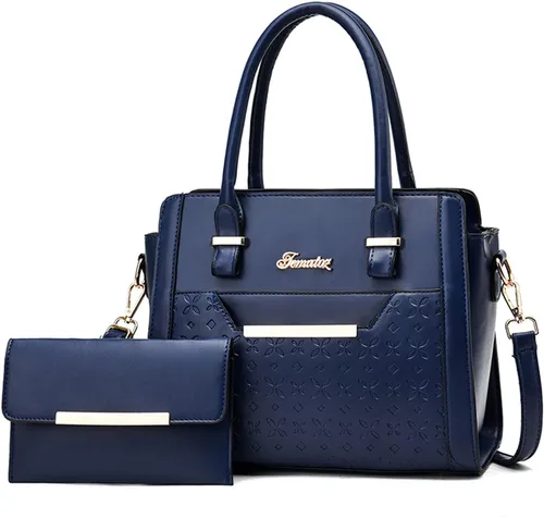 Vista 12 de NICOLE & DORIS Bolsos de mano para mujer, elegantes bolsas de hombro, 2 piezas, monederos, bolso de cuero sintético