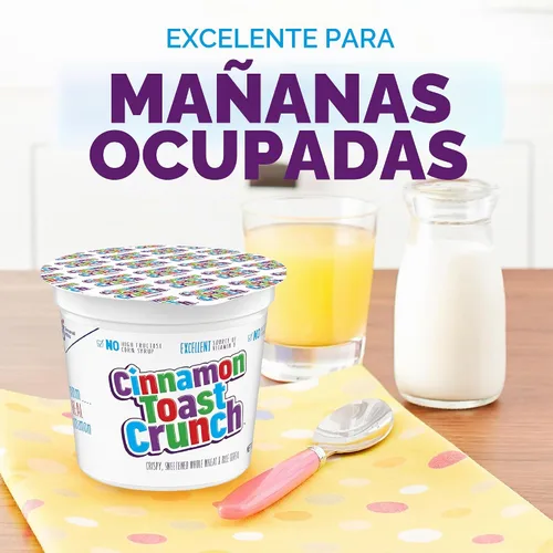 Vista 5 de Cinnamon Toast Crunch Taza de cereales para desayuno, cereal de una sola porción, 2 onzas (paquete de 12) 22g Whole Grain, No High-Fructose Corn